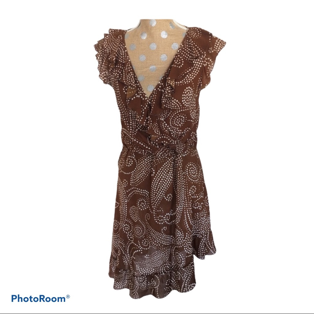 Trina Turk silk Fall Ruffles and Dots Dress